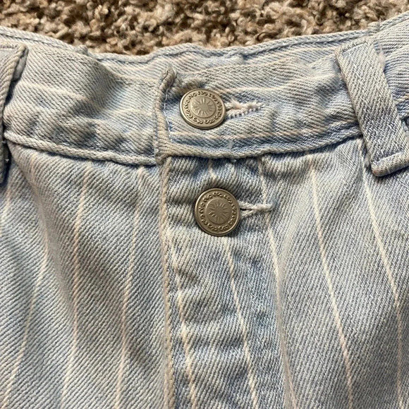 Cyclone Vintage Y2K High Waisted Light Wash Shorts with white pin stripes - Picture 2 of 6